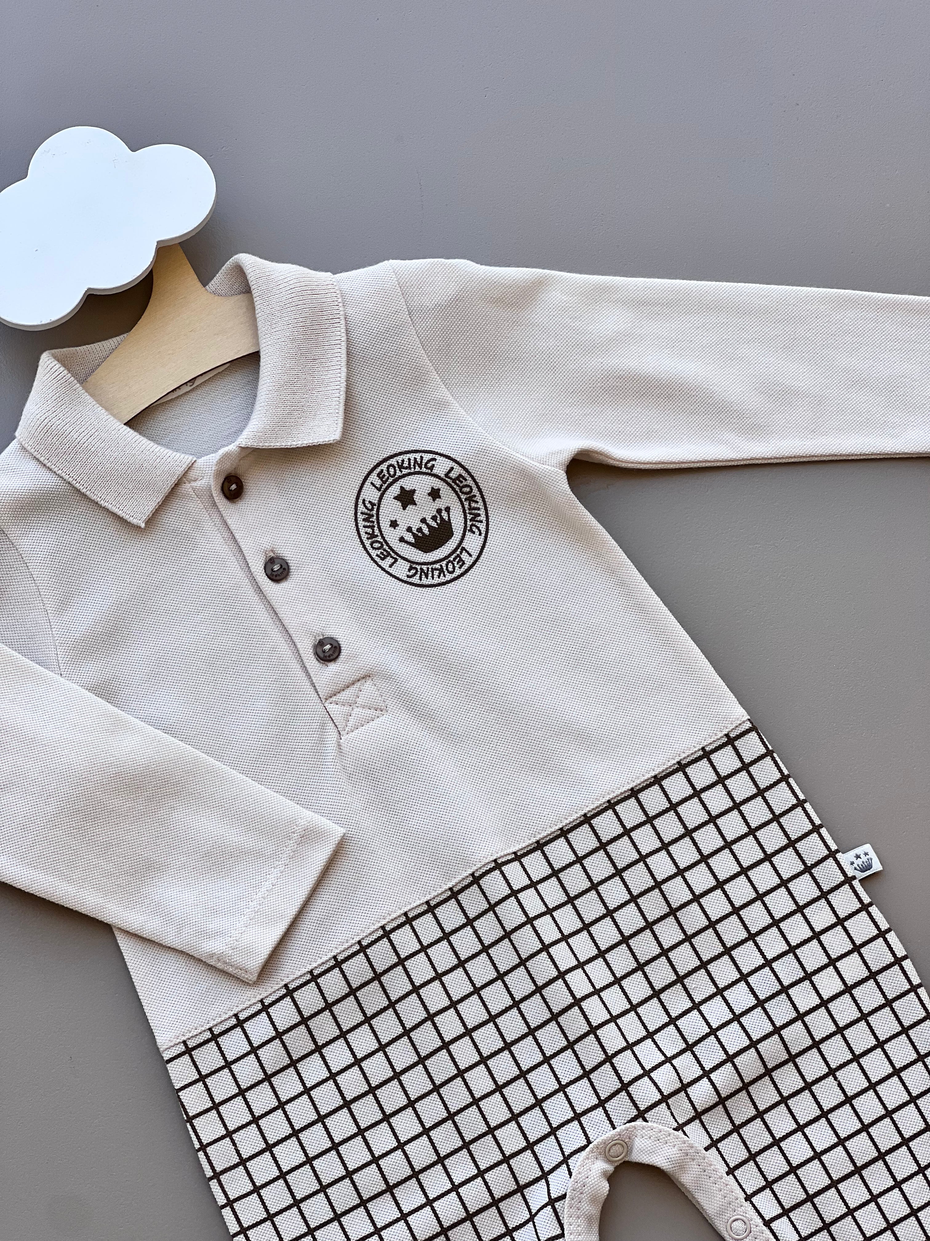 Beige And Brown Polo Organic Cotton Overall