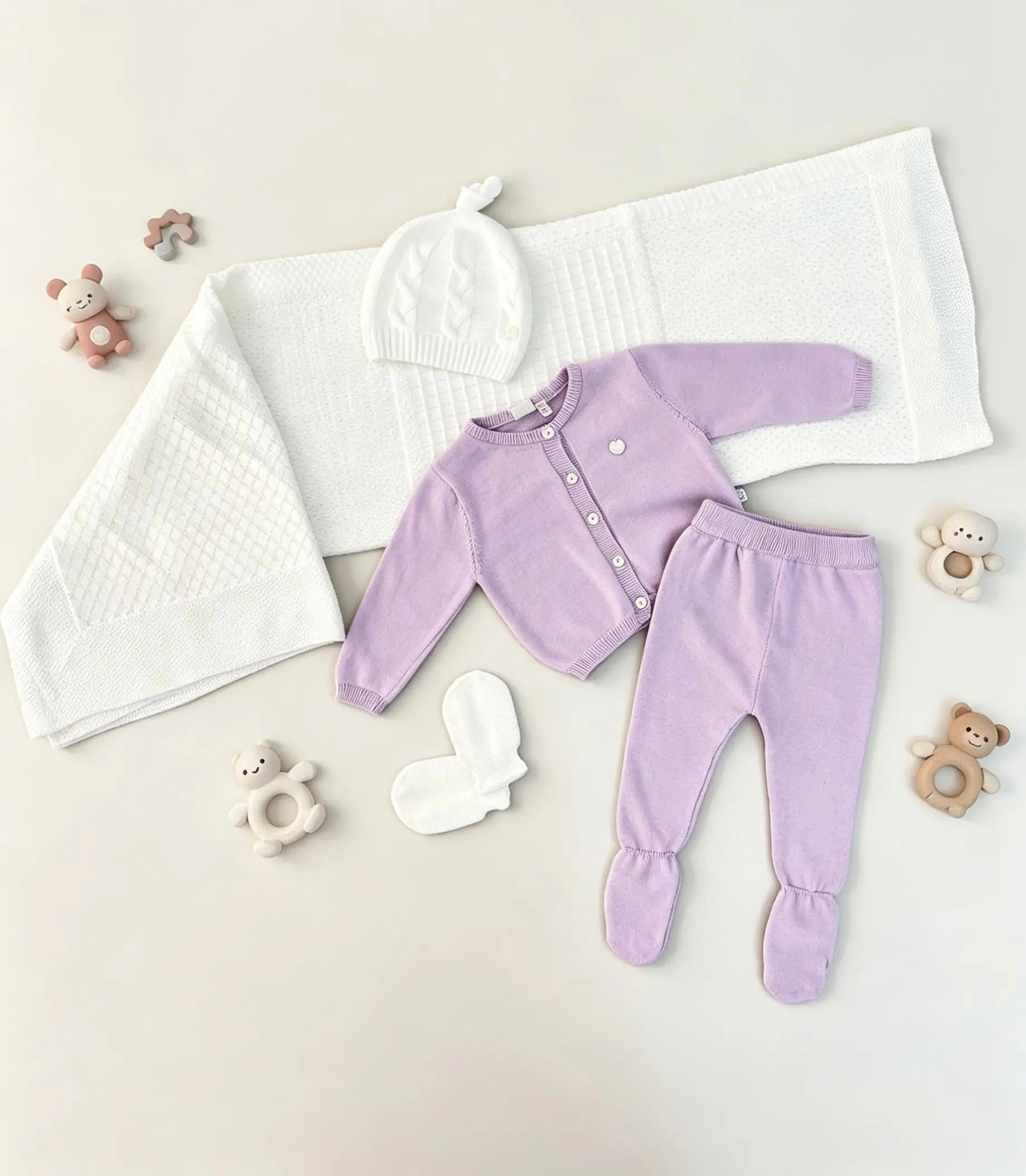 EAC Organic cotton Lila & white Hospital Set 6 Pcs