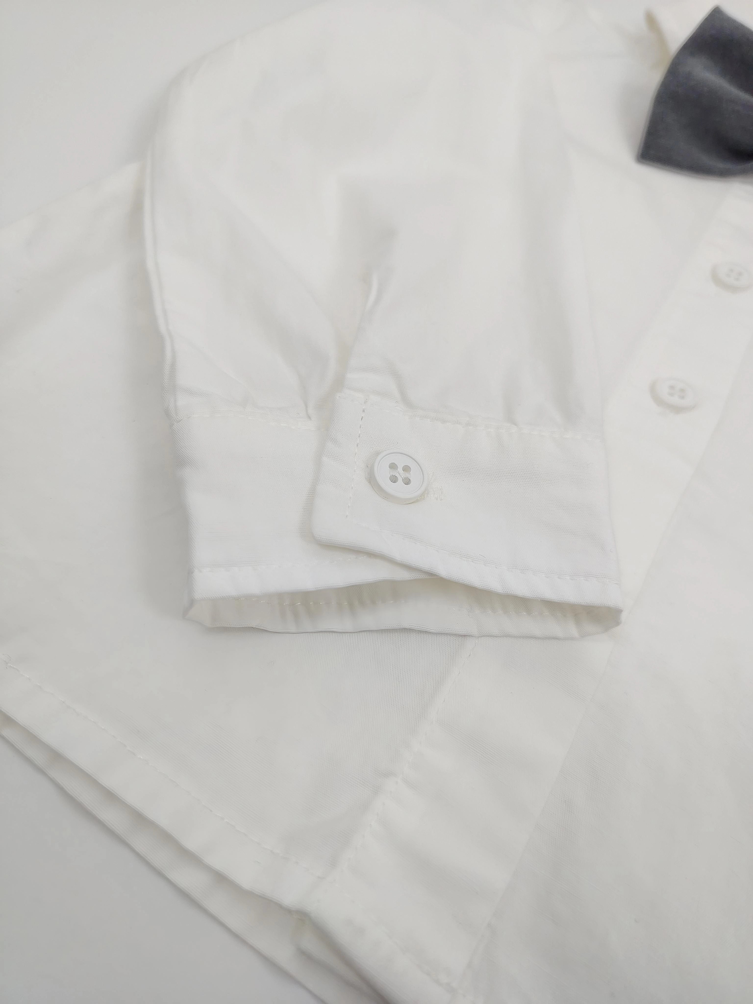 White Teddy Bear Shirt with Gray Noeud Papillon