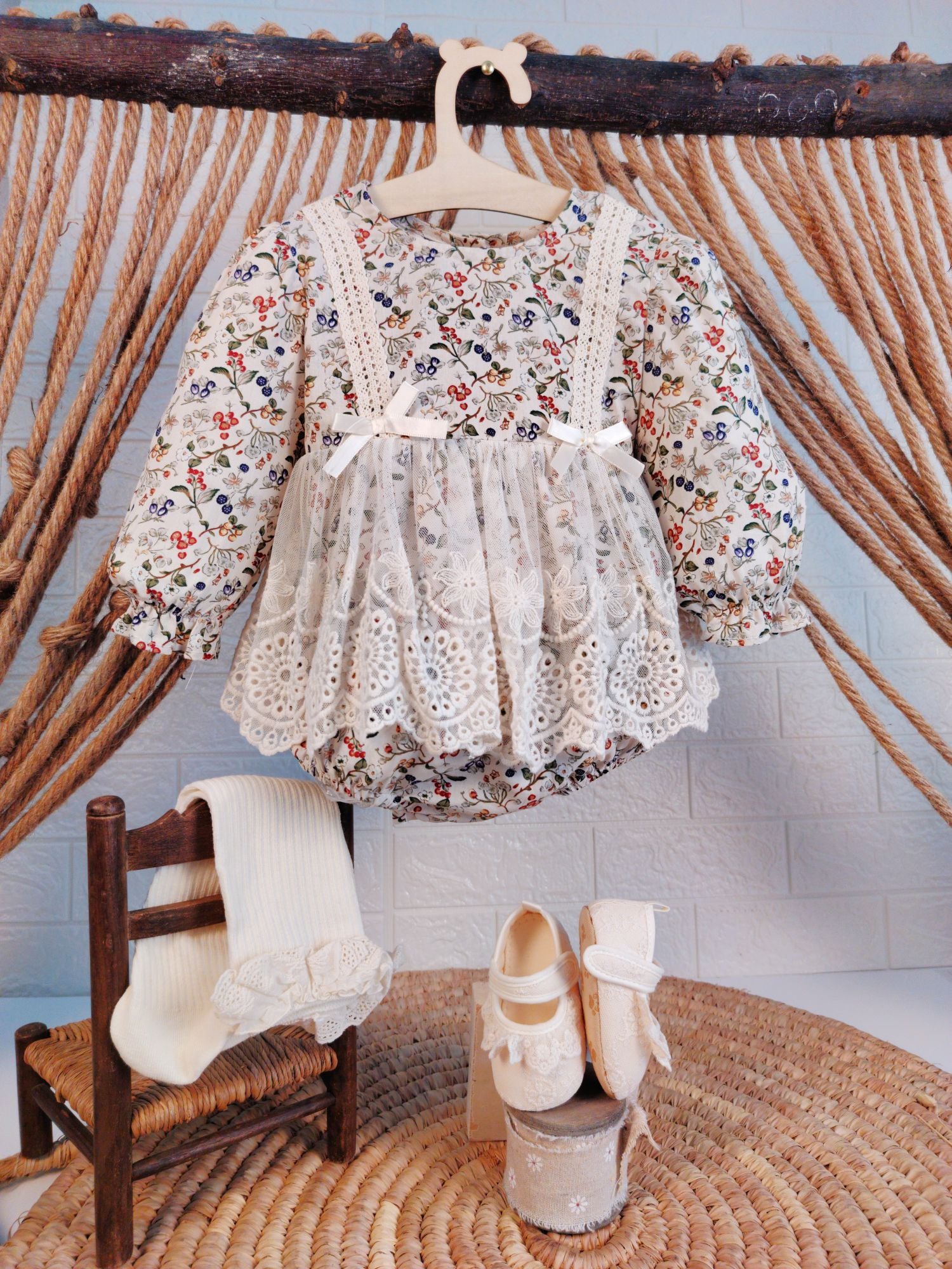Flower Romper & Off-White Dress