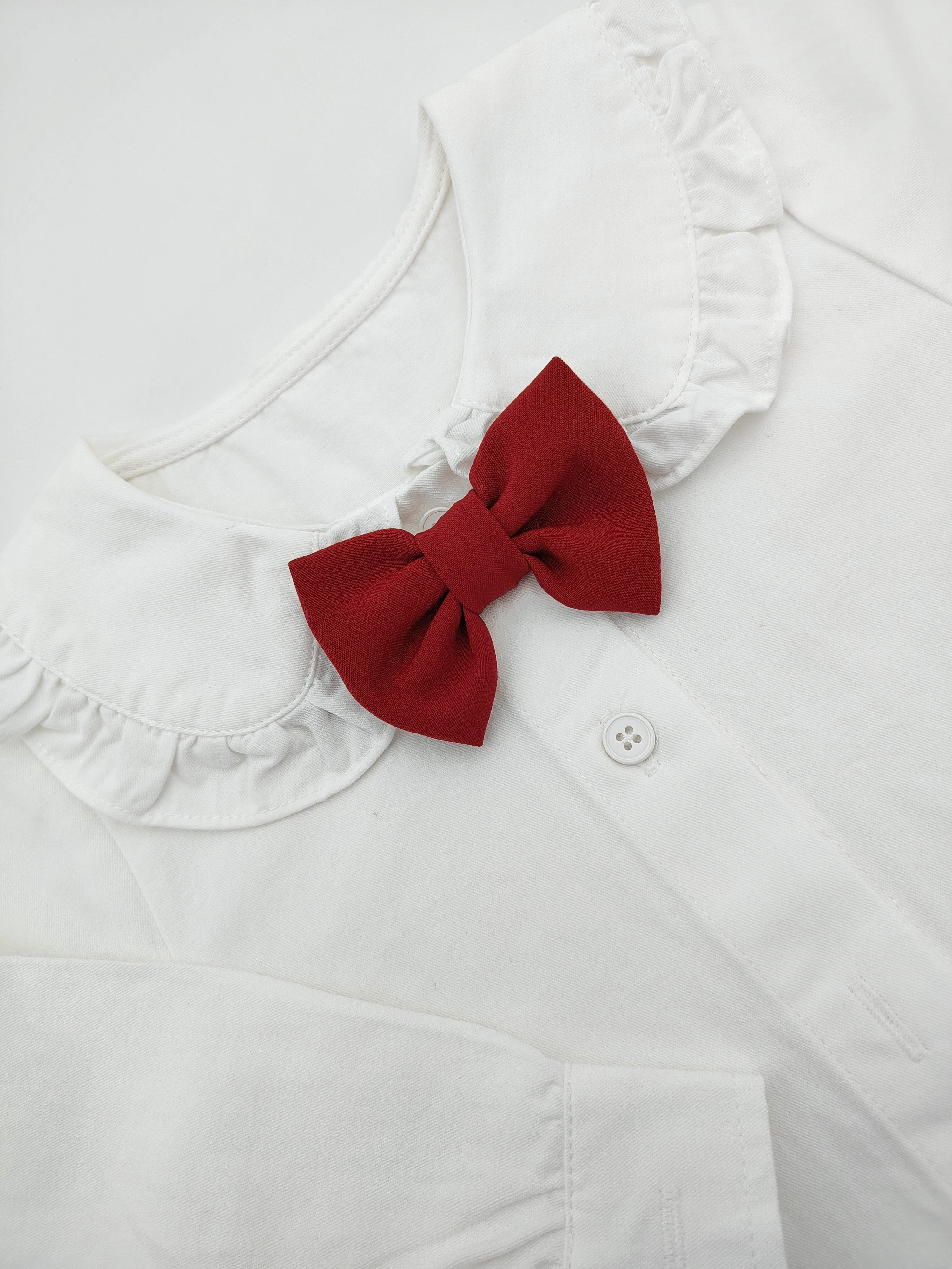 Red Noeud Papillon with Large Collar White Shirt