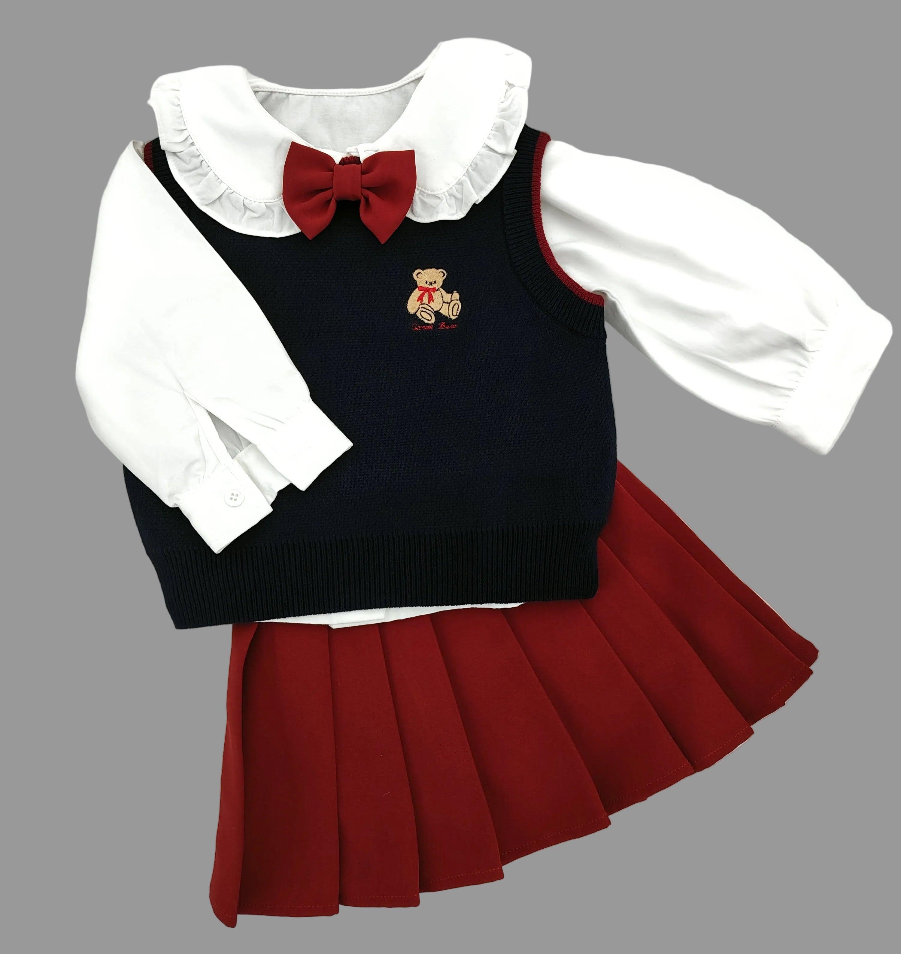 Red Noeud Papillon with Large Collar White Shirt