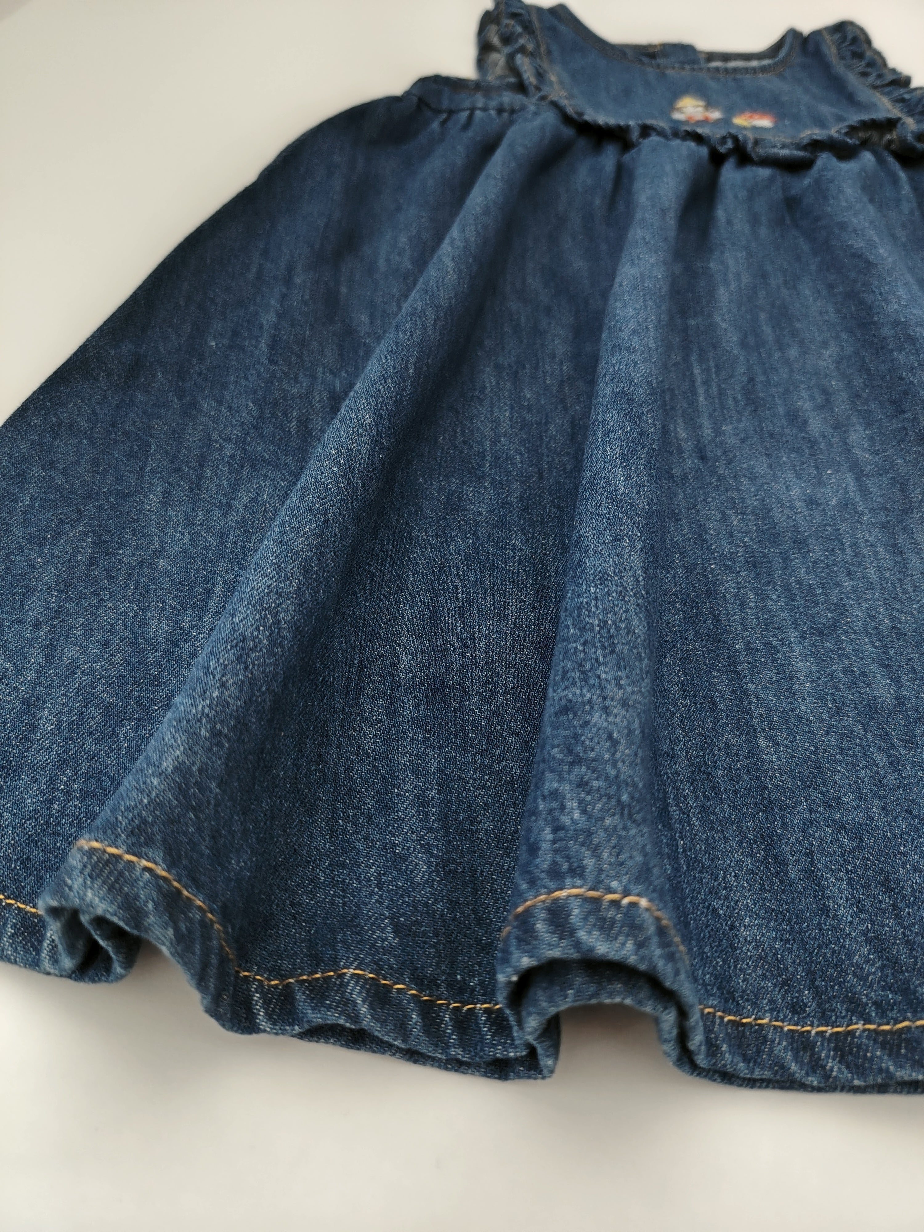 Little Mushroom Girl Blue Denim Dress