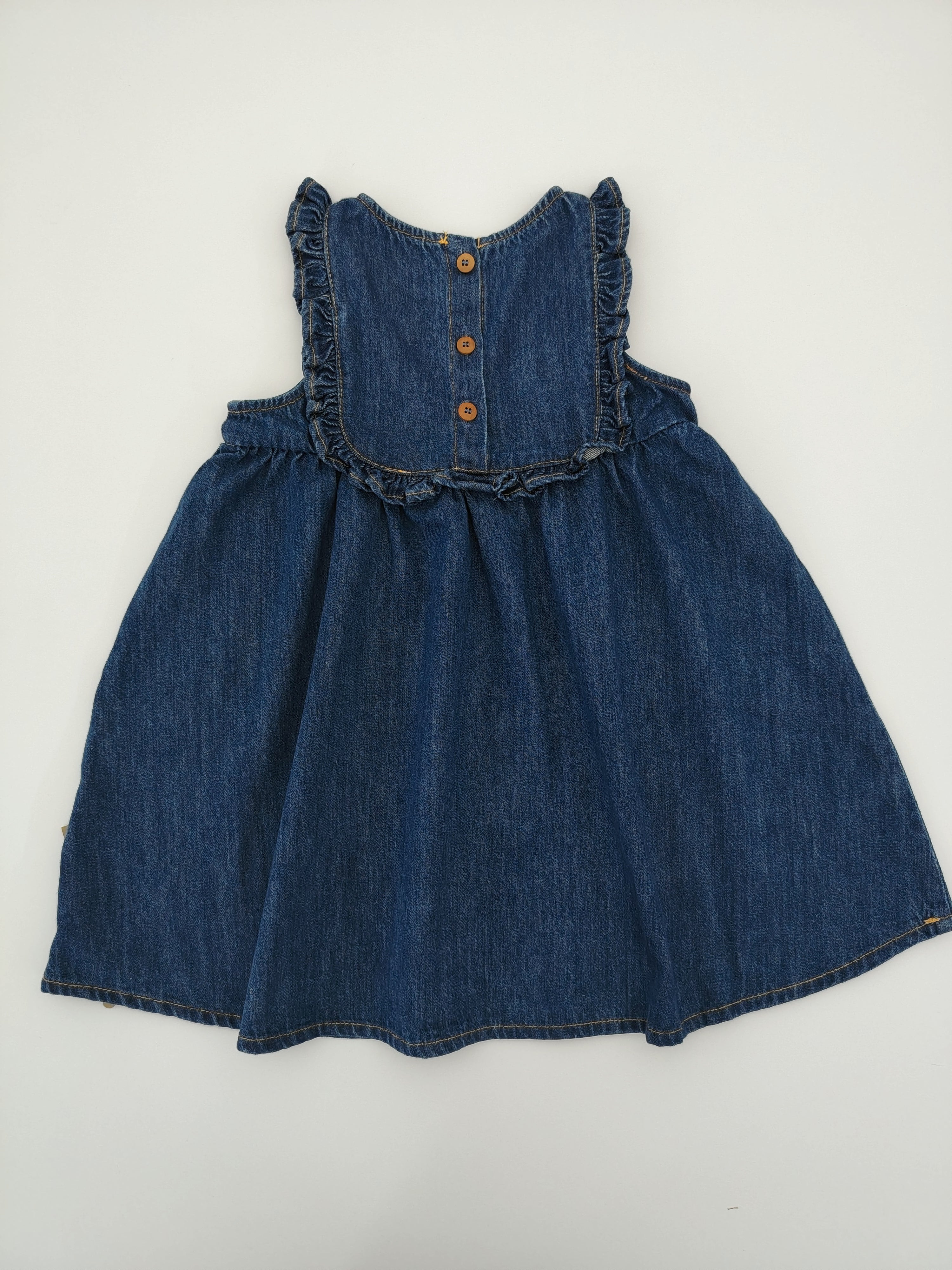 Little Mushroom Girl Blue Denim Dress