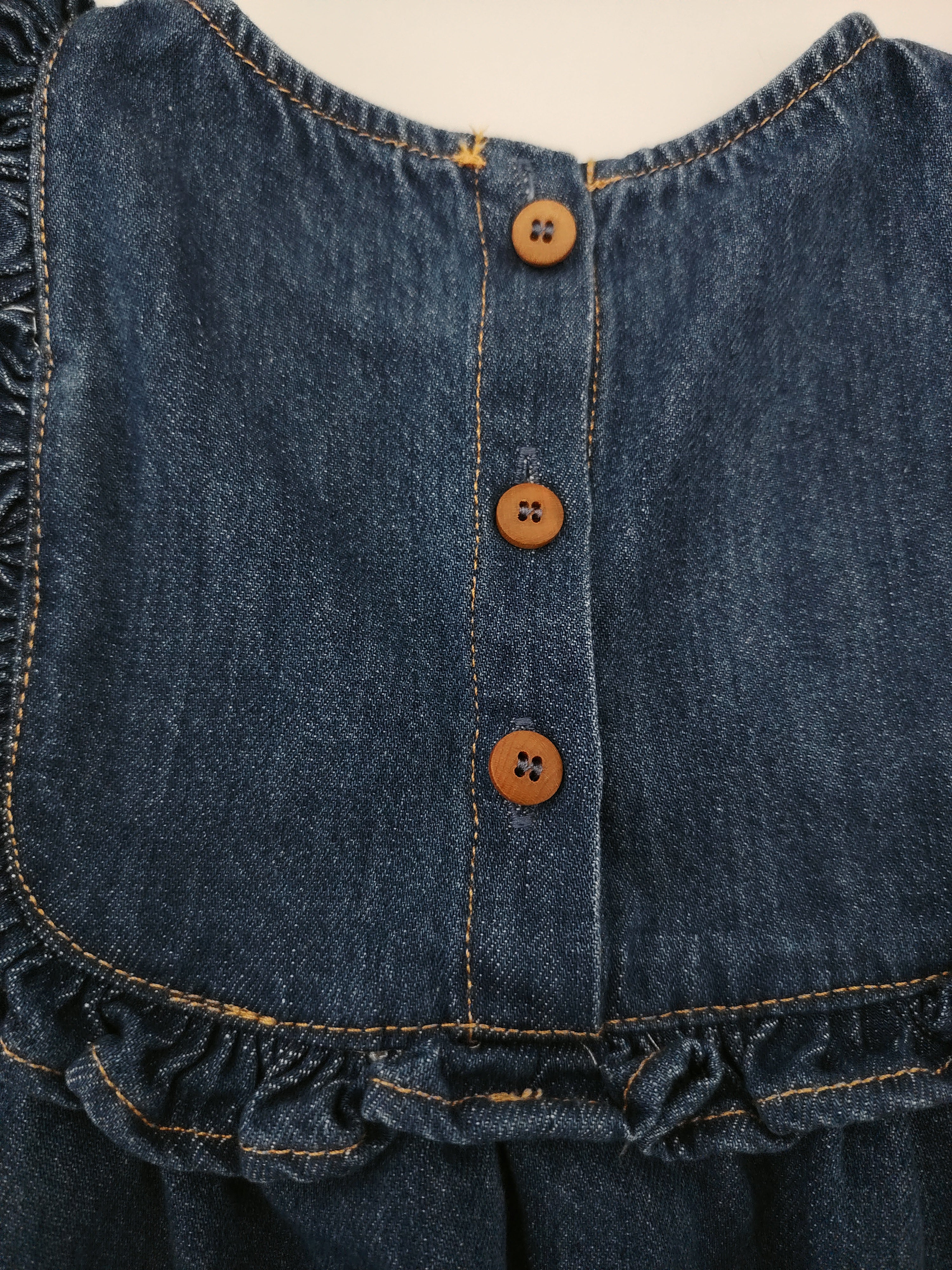 Little Mushroom Girl Blue Denim Dress