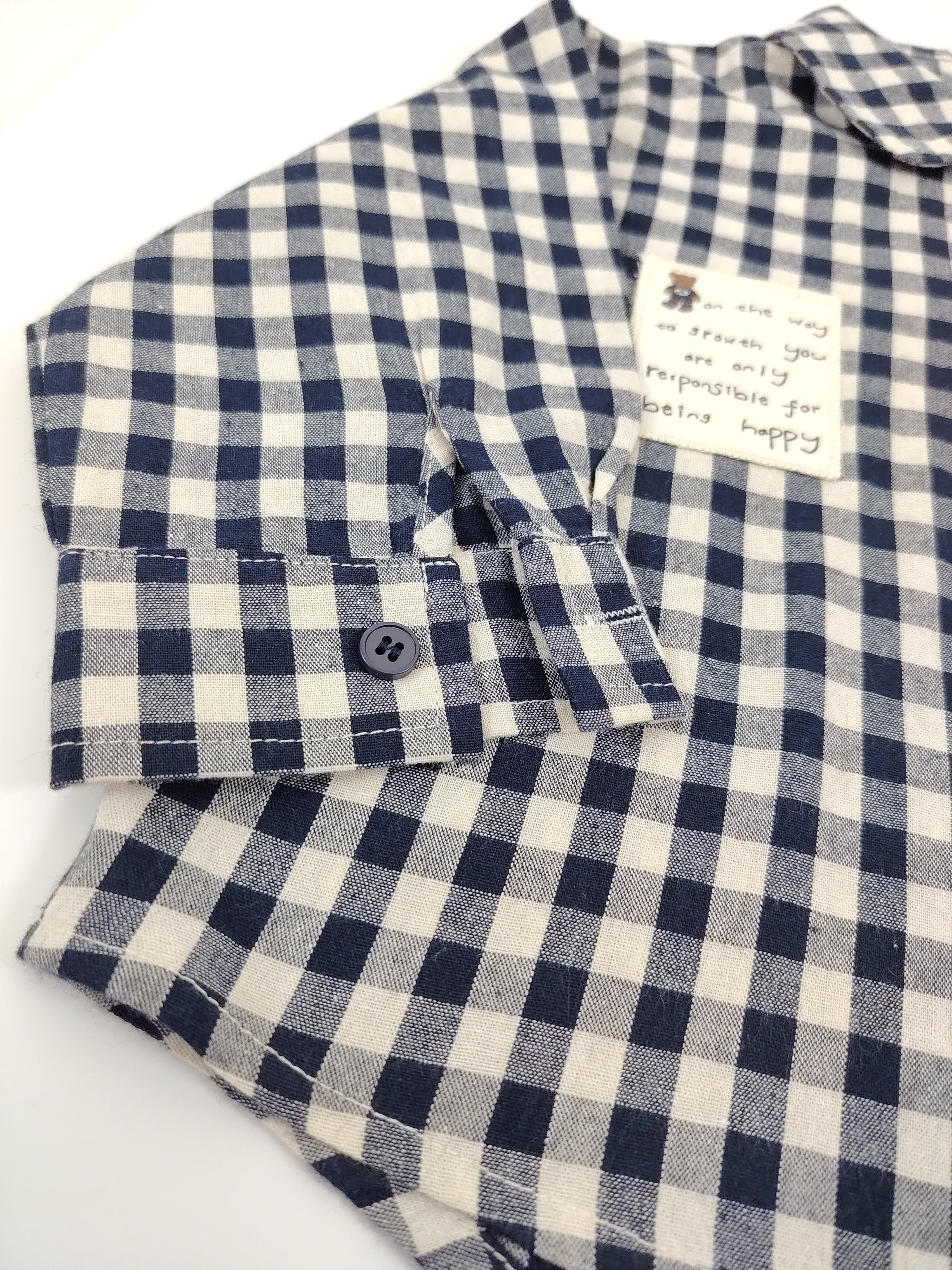 Navy & White Oversize Checked Shirt
