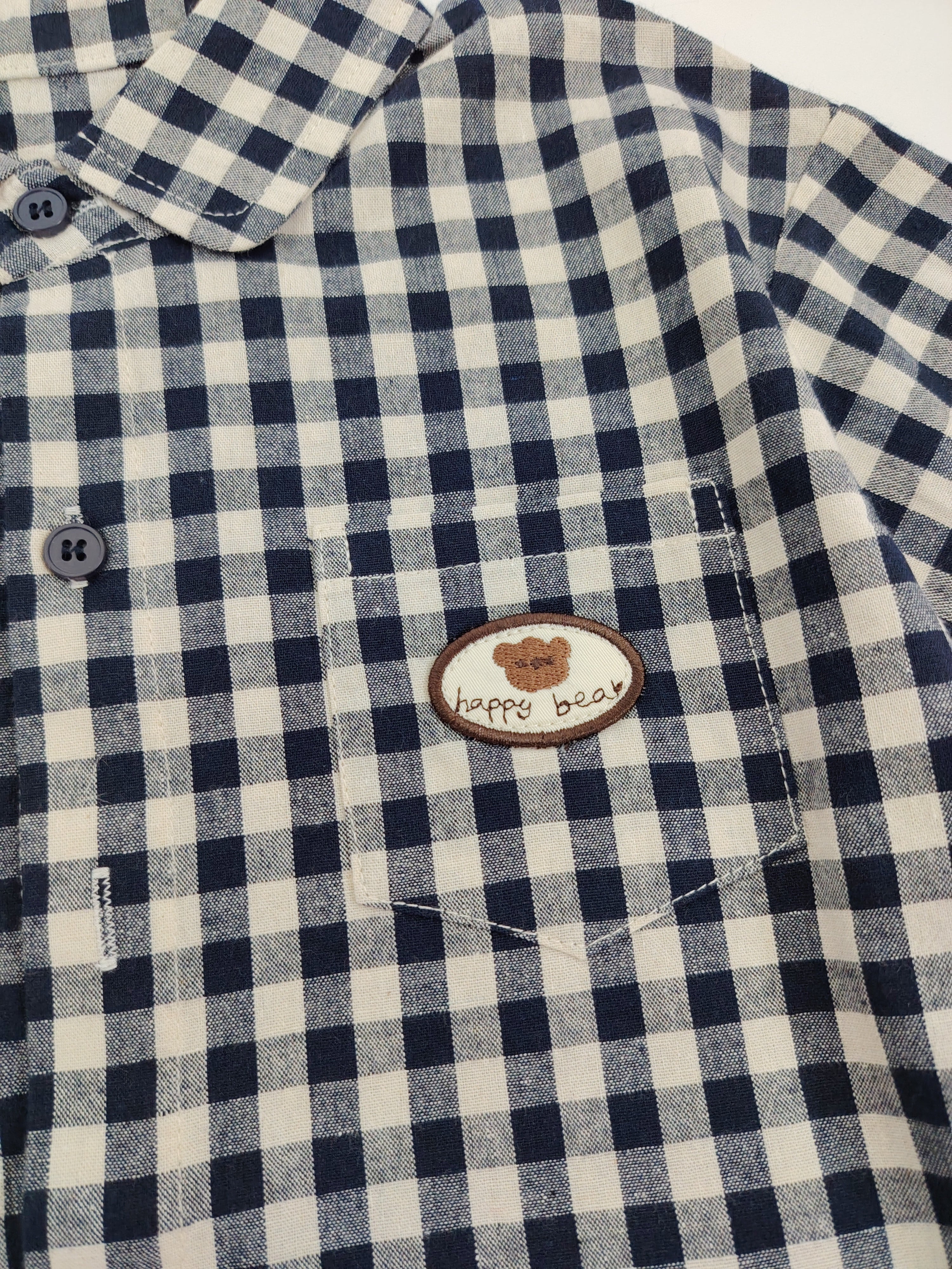 Navy & White Oversize Checked Shirt