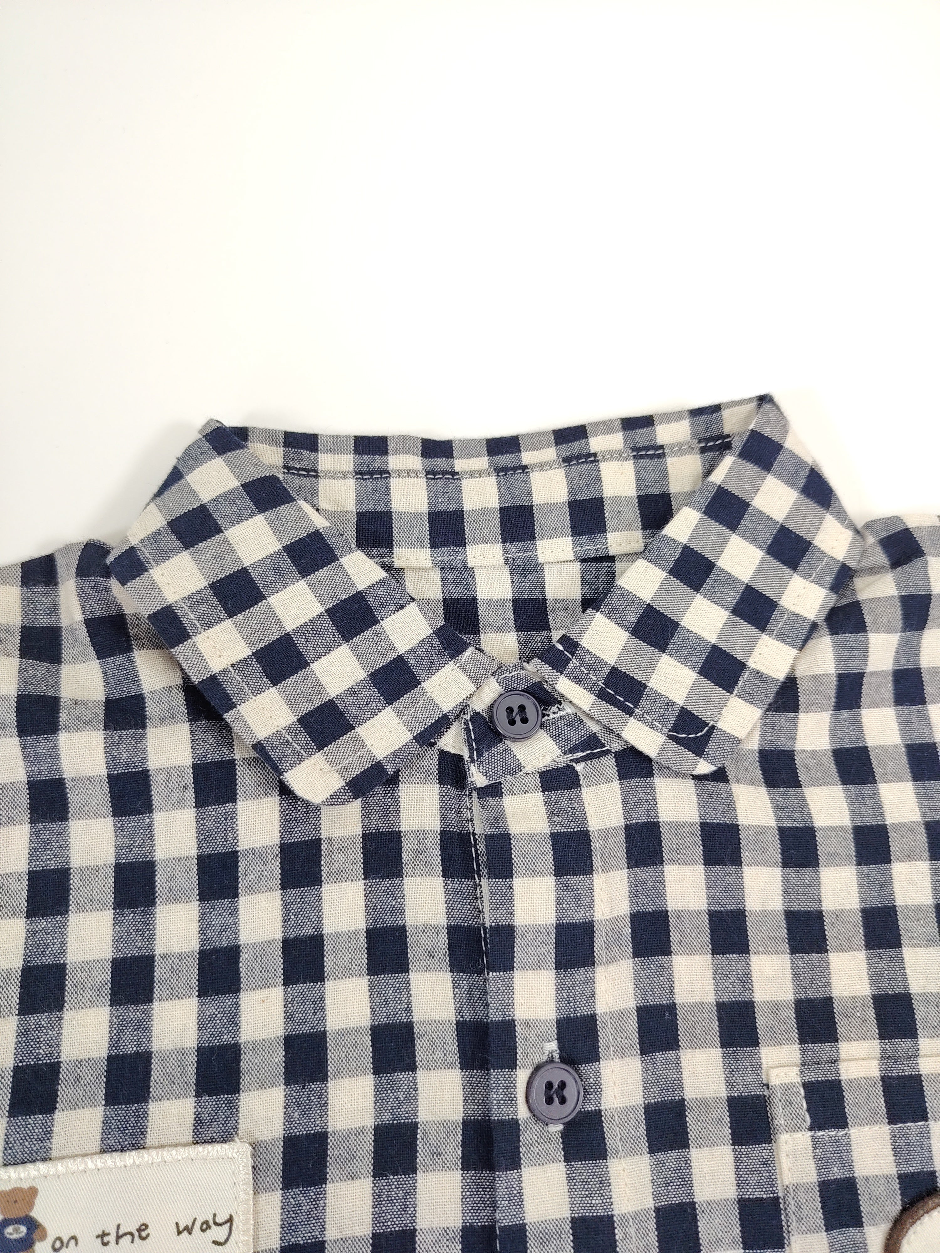 Navy & White Oversize Checked Shirt