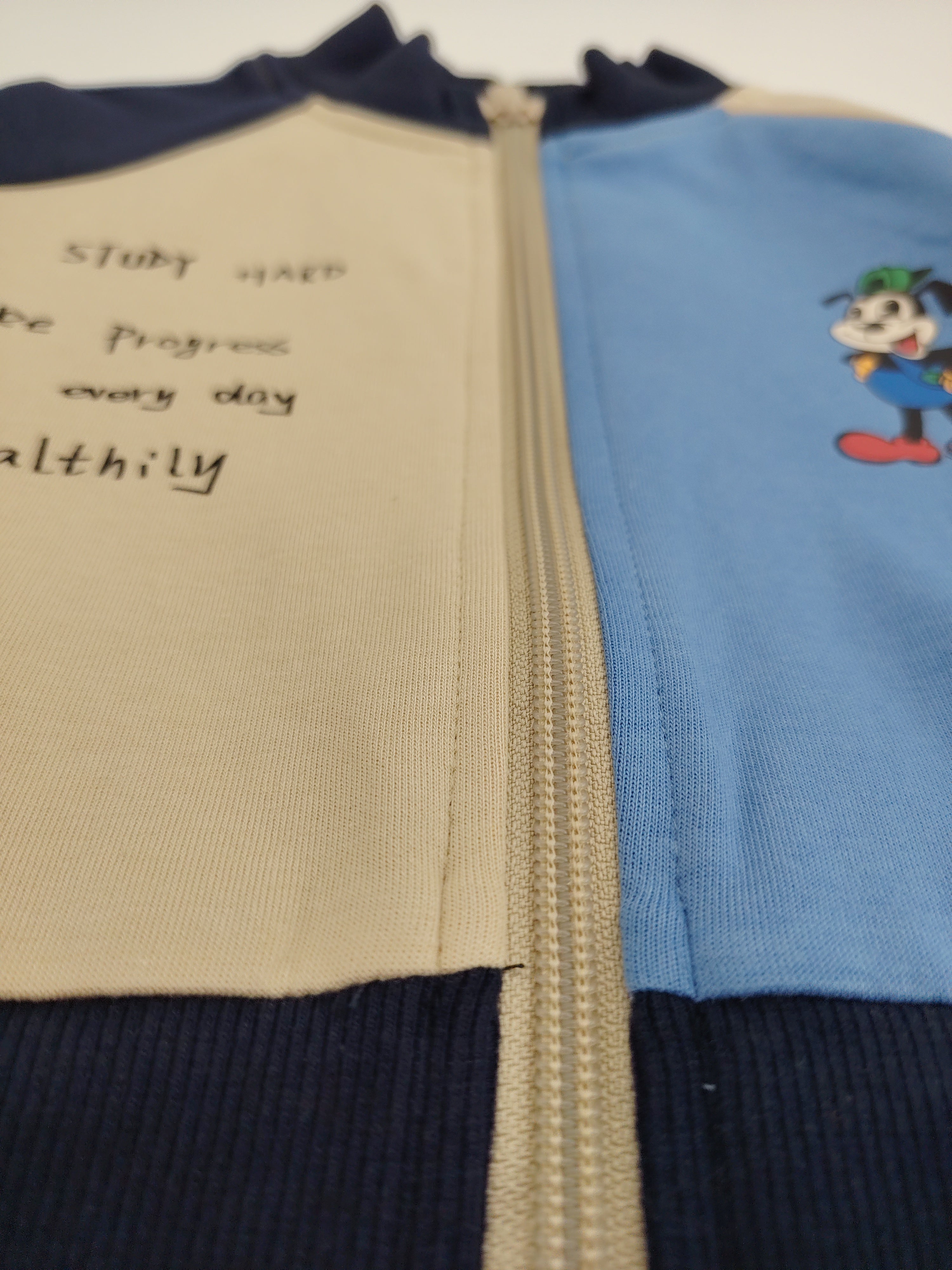 Beige & Blue Oversized Jacket