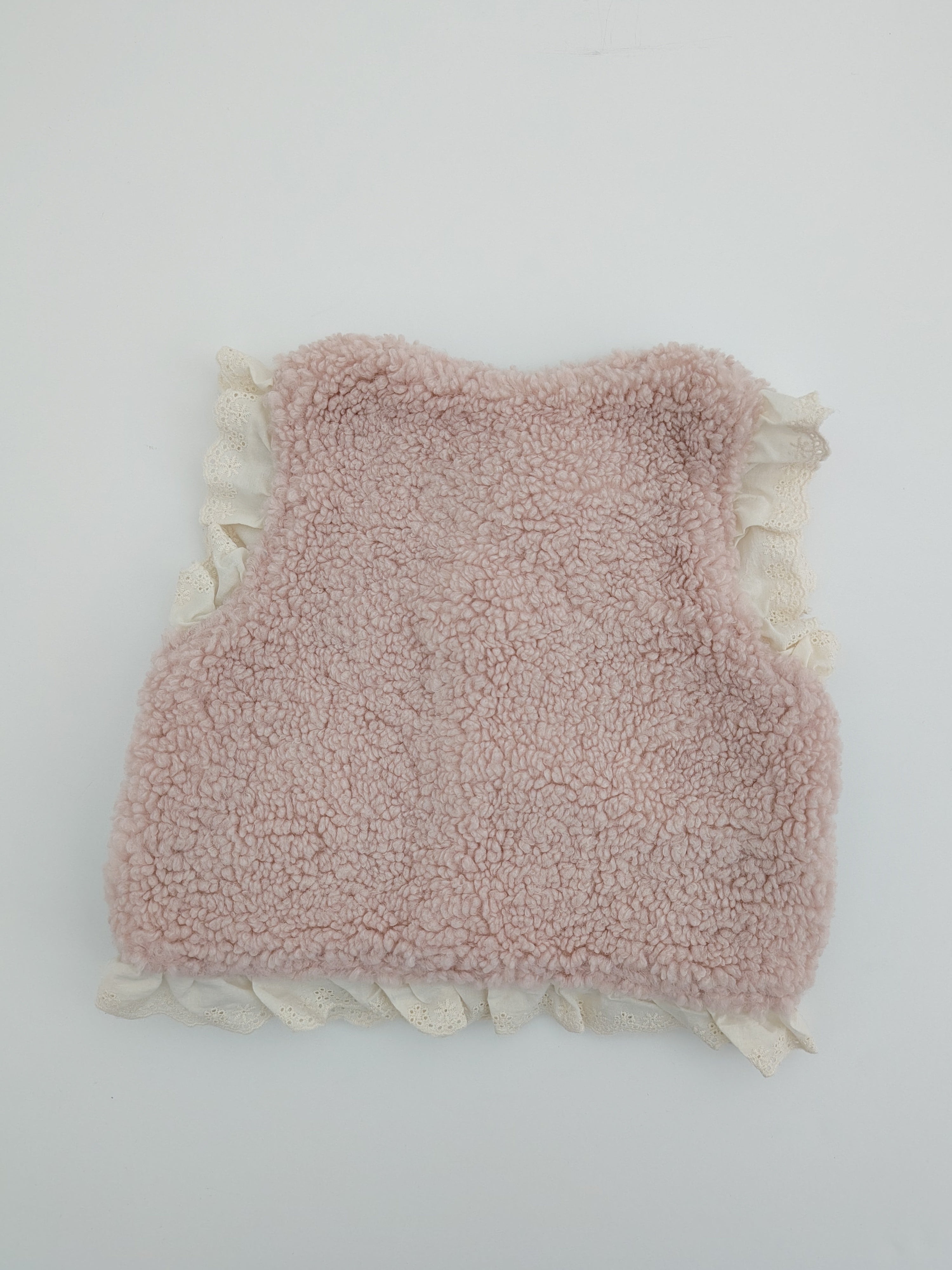 Pink Wool & Ruffle Gilet