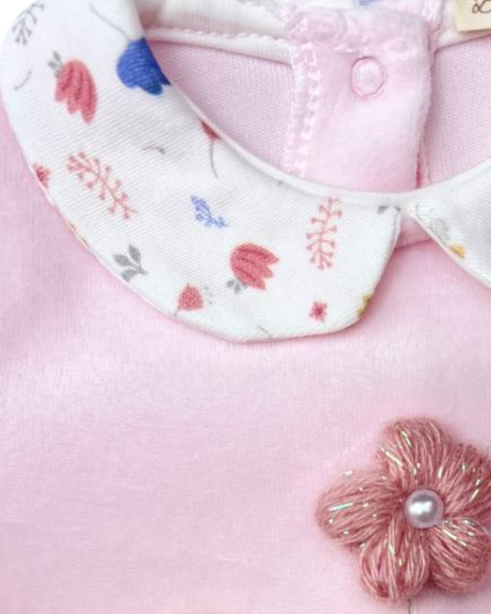 Flower Velvet Footed Overall