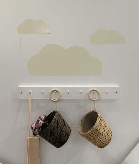 Wooden Hanger with Decorative Cloud Stickers - La Farandole Paris