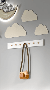 Wooden Hanger with Decorative Cloud Stickers - La Farandole Paris