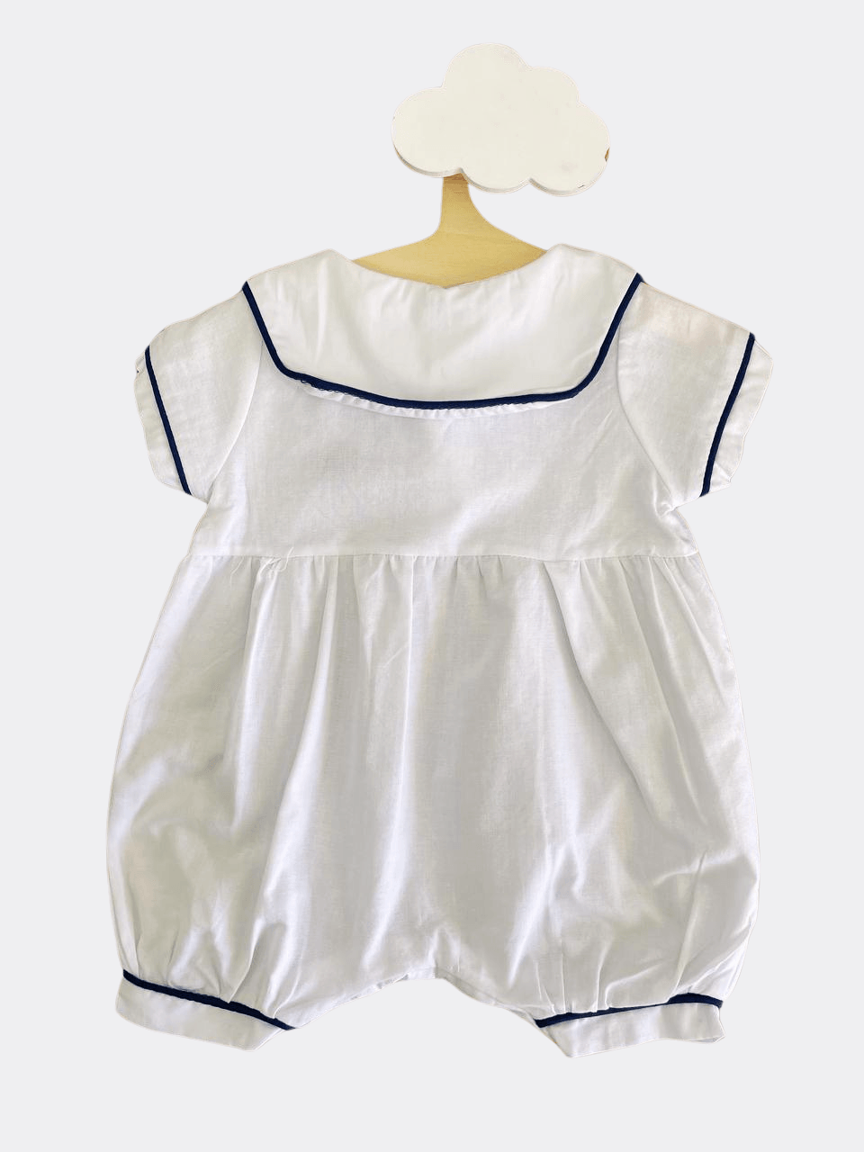 White And Navy Blue Romper - La Farandole Paris