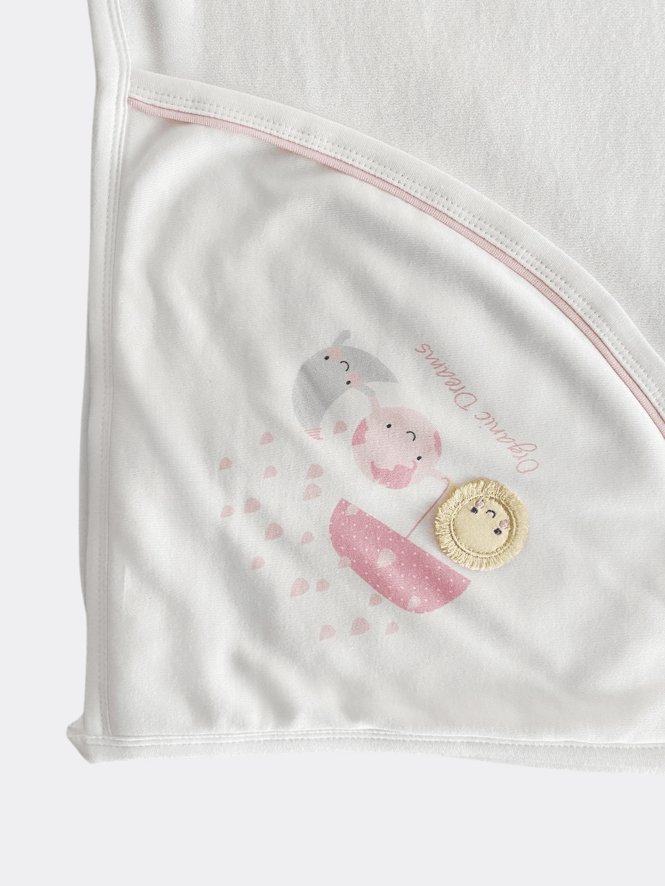 Blue/Pink Organic Cotton Hooded Towel - La Farandole Paris