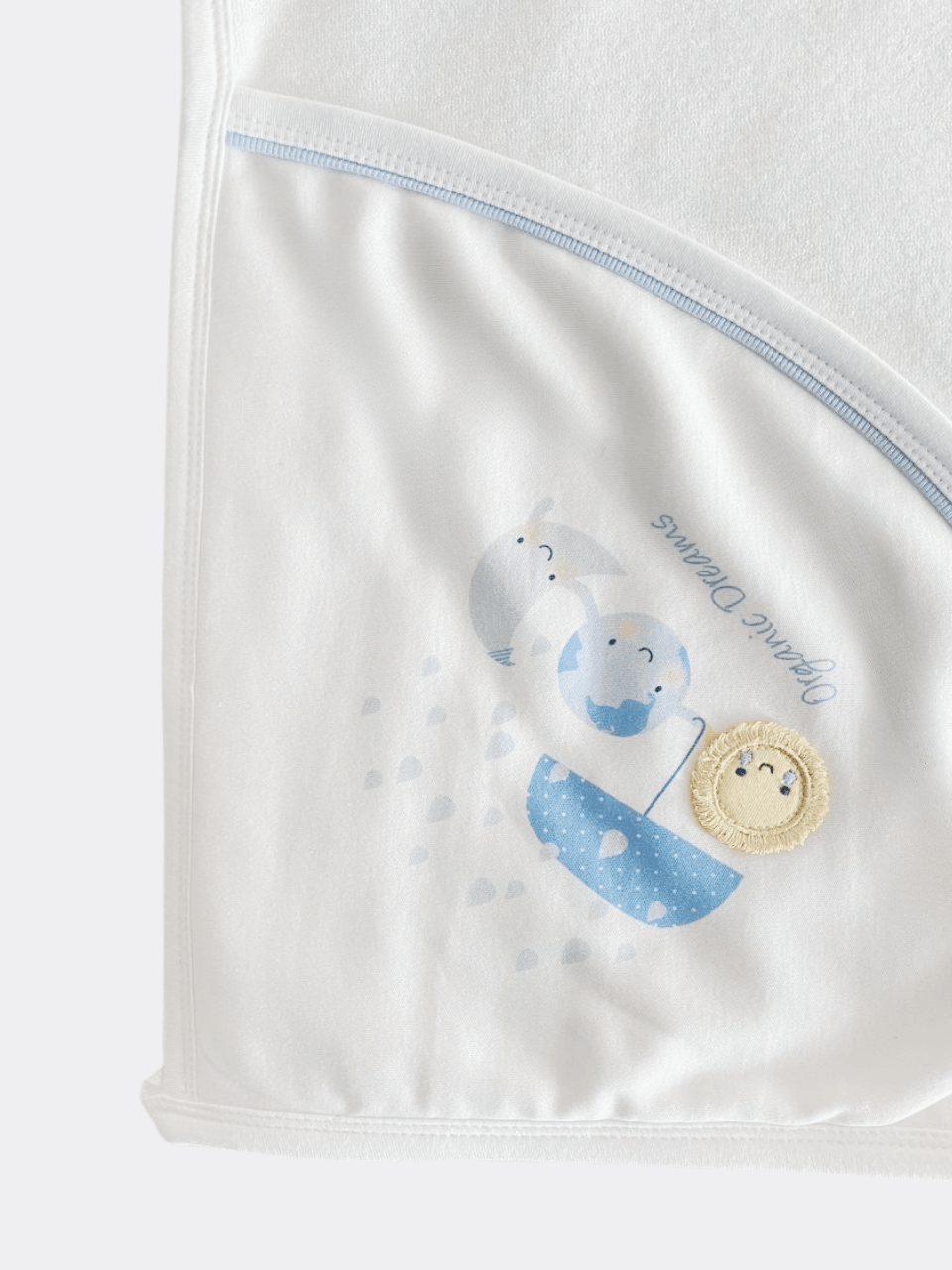 Blue/Pink Organic Cotton Hooded Towel - La Farandole Paris