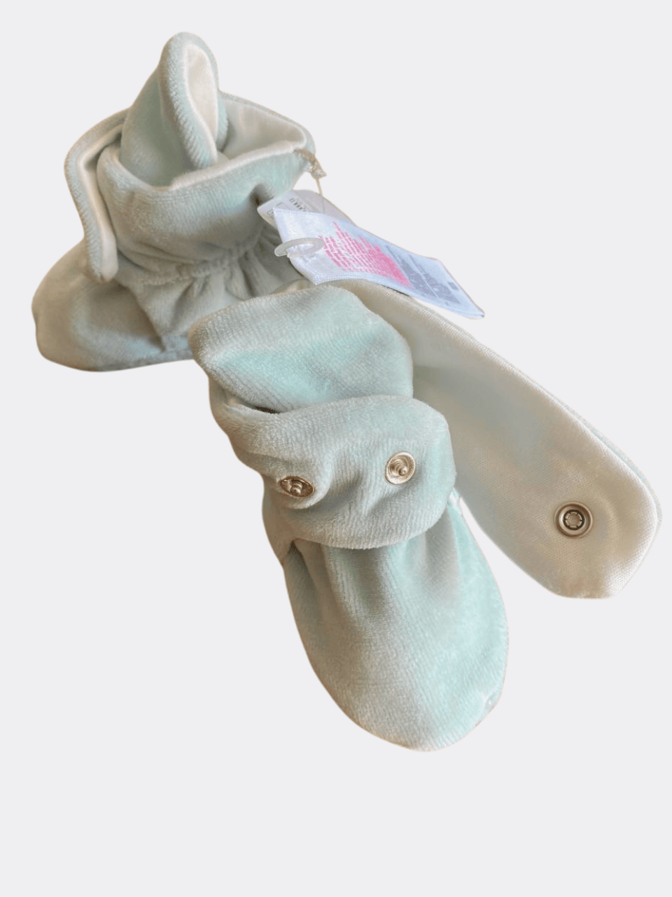 Mint Green Velvet Booties - La Farandole Paris