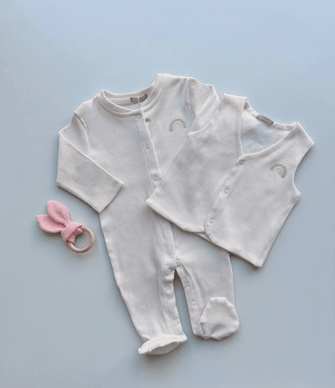 Pink Stripped Rainbow Thick Cotton Footed Overall - La Farandole Paris