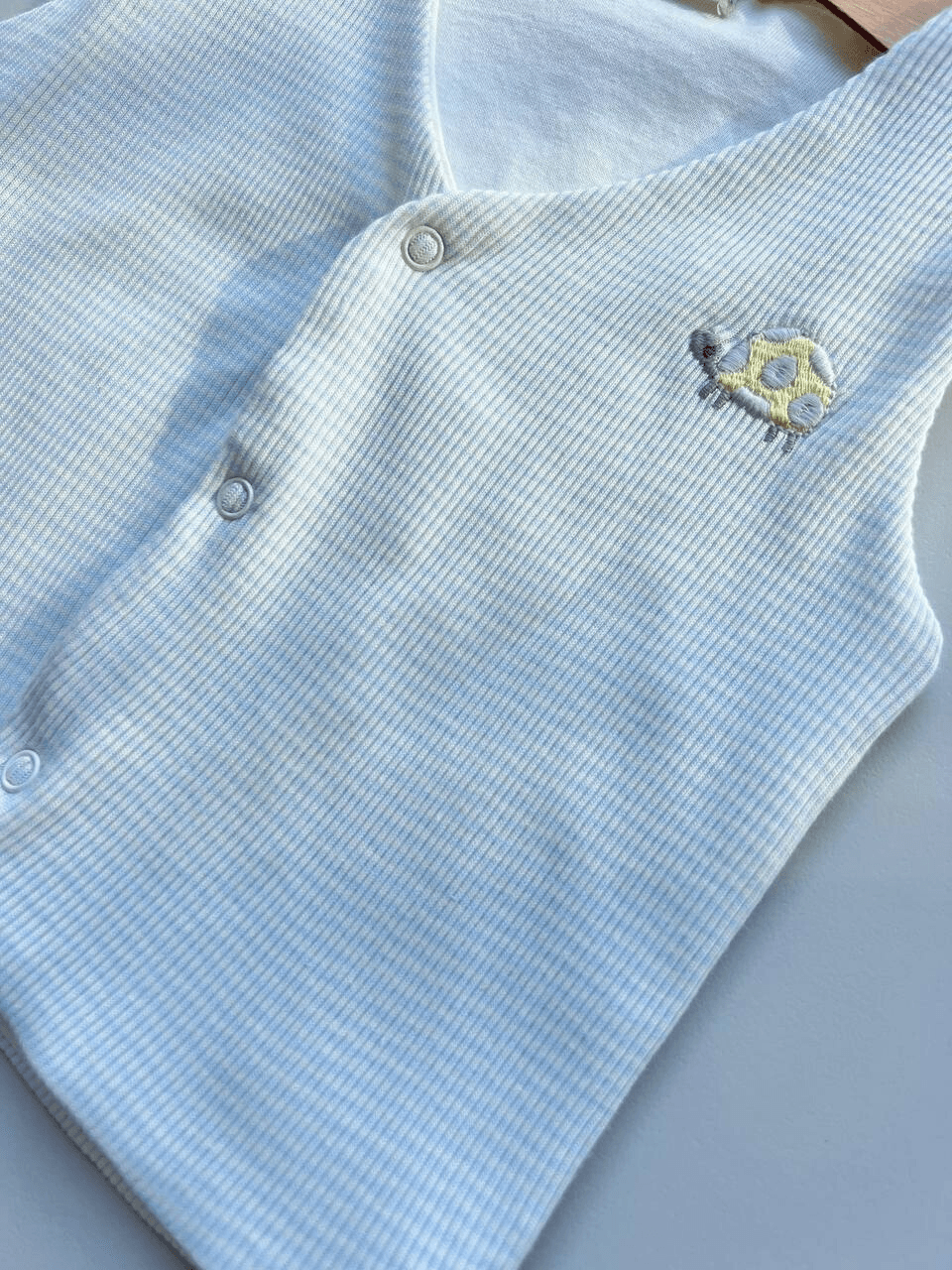 Aqua Stripped Thick Cotton Padded Turtle Vest - La Farandole Paris