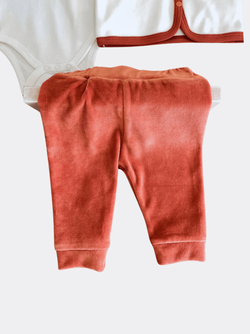 White And Brique Velvet Set 3 Pcs - La Farandole Paris