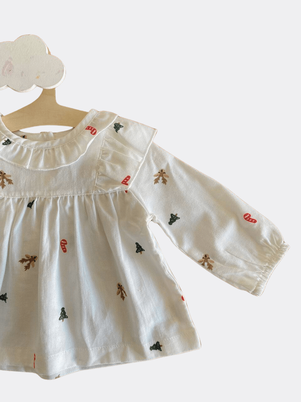 White Cotton Christmas Top - La Farandole Paris