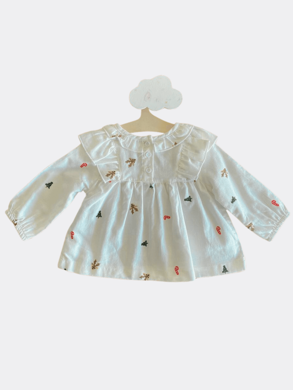 White Cotton Christmas Top - La Farandole Paris