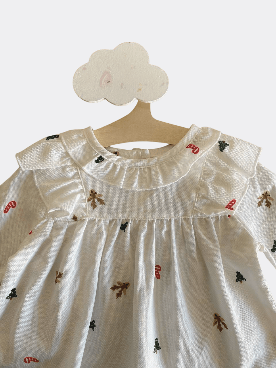 White Cotton Christmas Top - La Farandole Paris