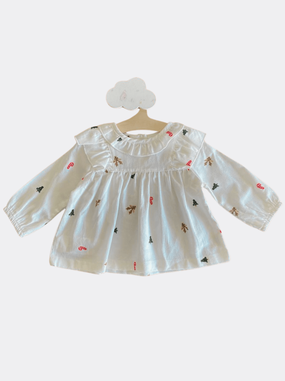 White Cotton Christmas Top - La Farandole Paris