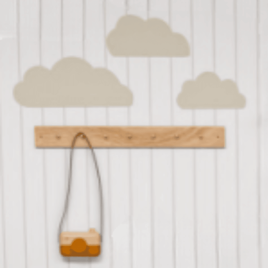 Wooden Hanger with Decorative Cloud Stickers - La Farandole Paris