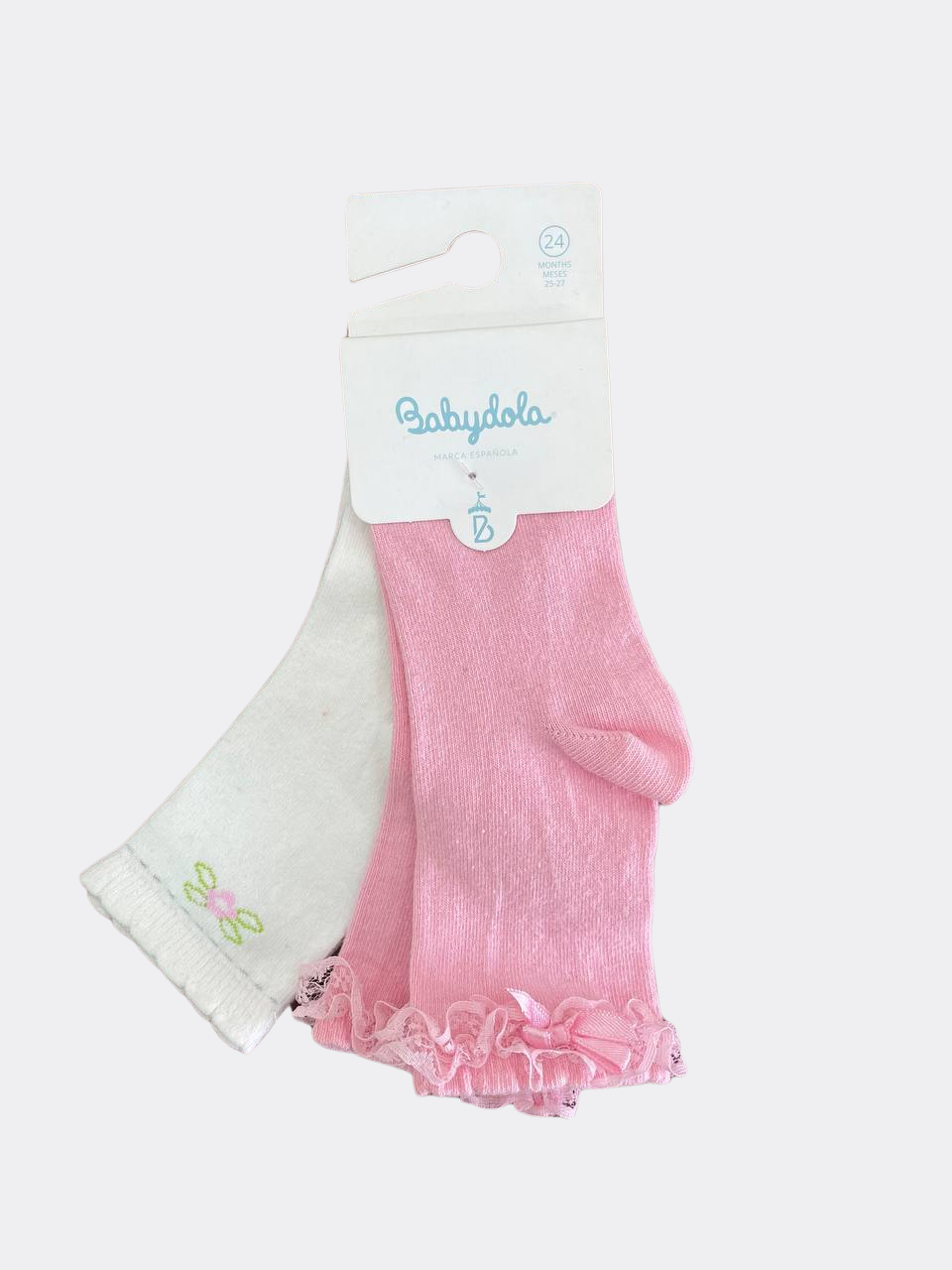Pink And White Long Socks 2 Pairs