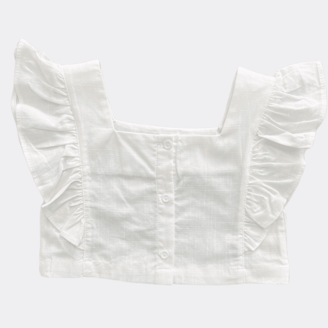 White Linen Crop Top - La Farandole Paris