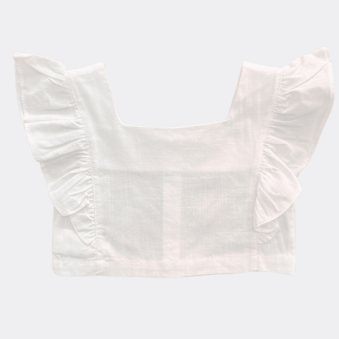 White Linen Crop Top - La Farandole Paris