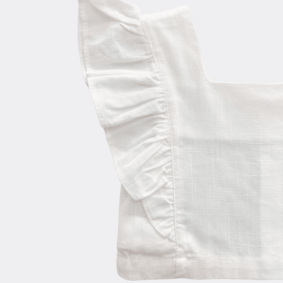 White Linen Crop Top - La Farandole Paris