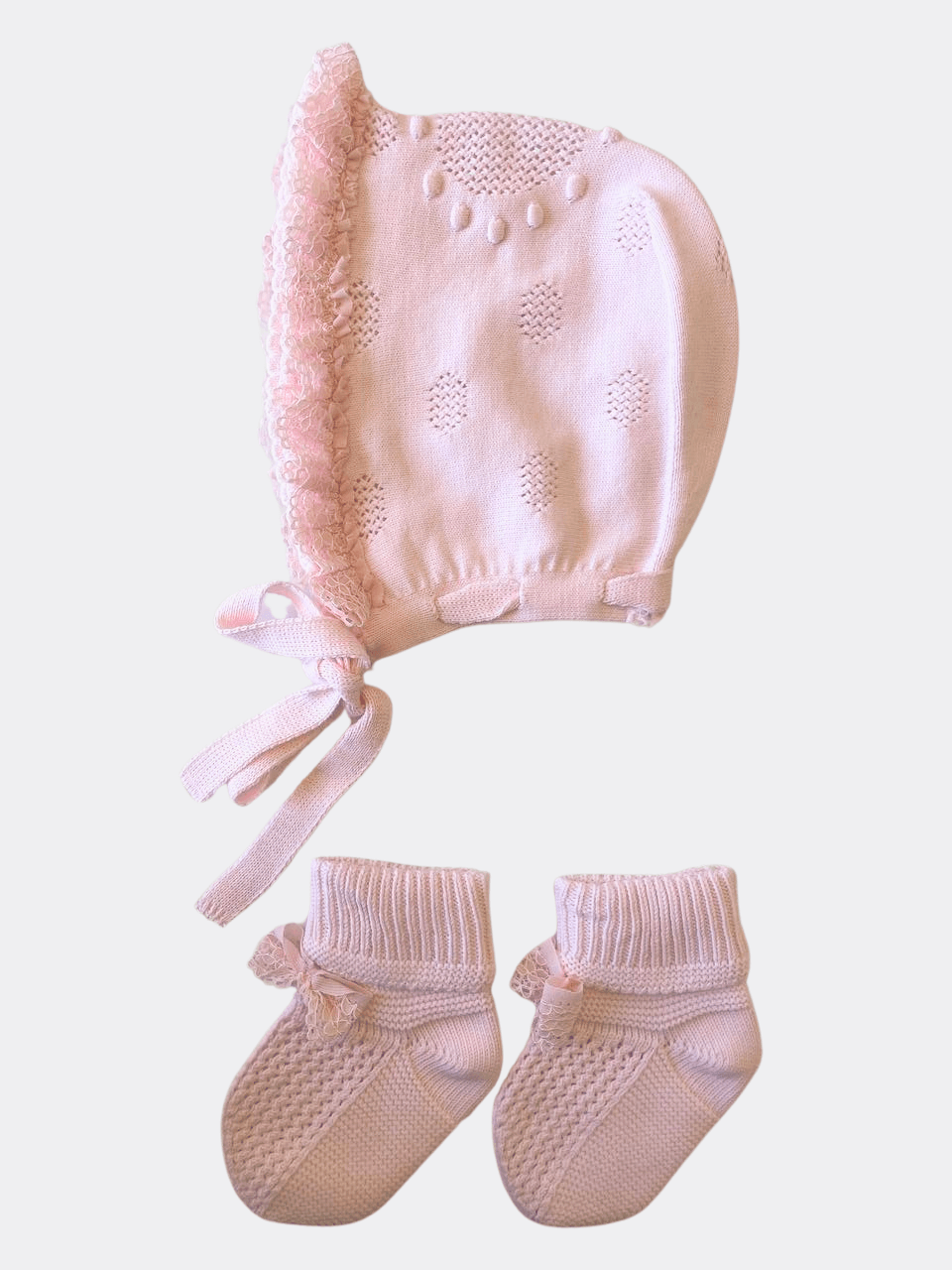 Pink Organic Cotton Hat And Socks - La Farandole Paris