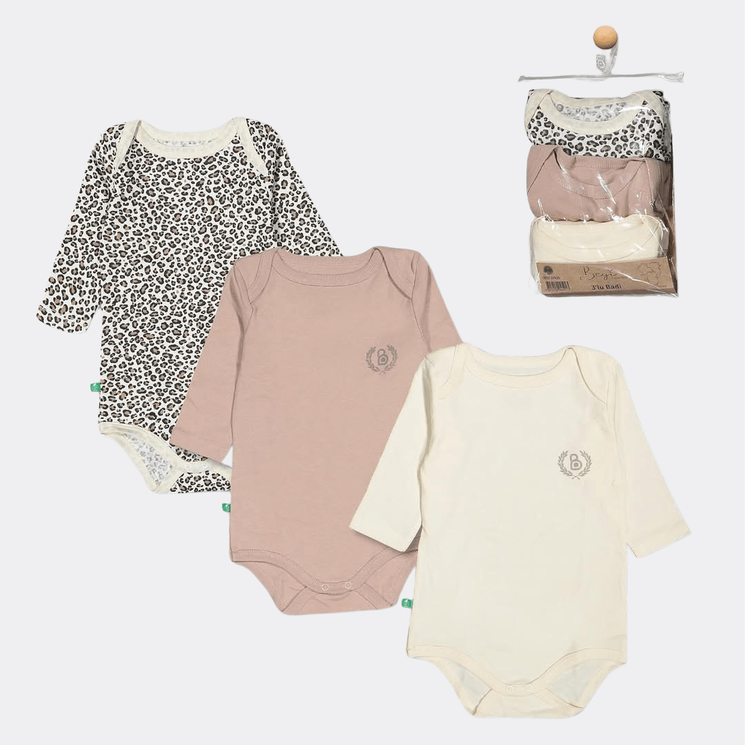 Leopard Organic Cotton Long Sleeves Body set of 3 pcs (Begi) - La Farandole Paris
