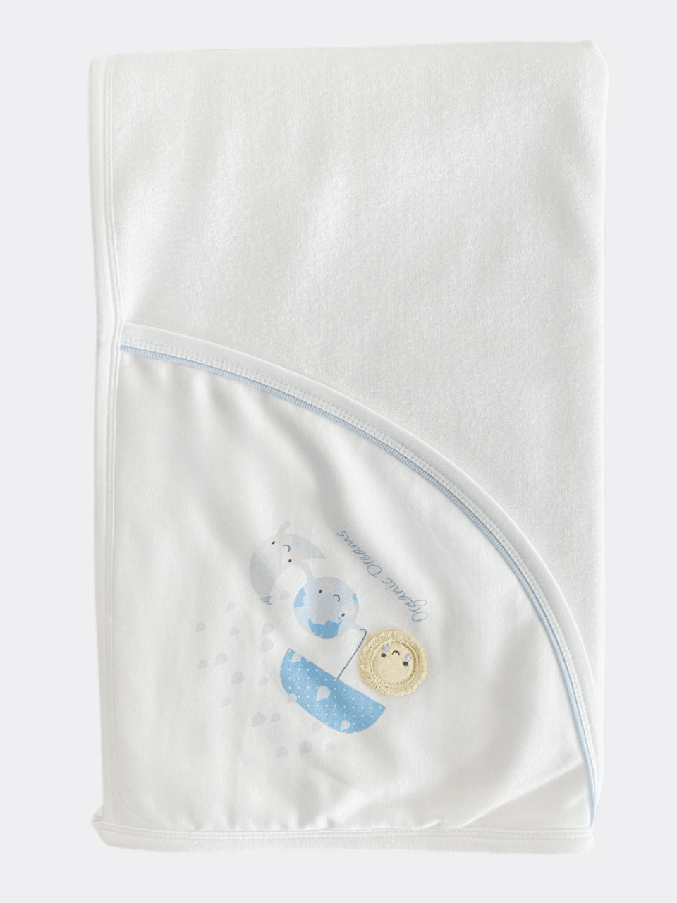 Blue/Pink Organic Cotton Hooded Towel - La Farandole Paris