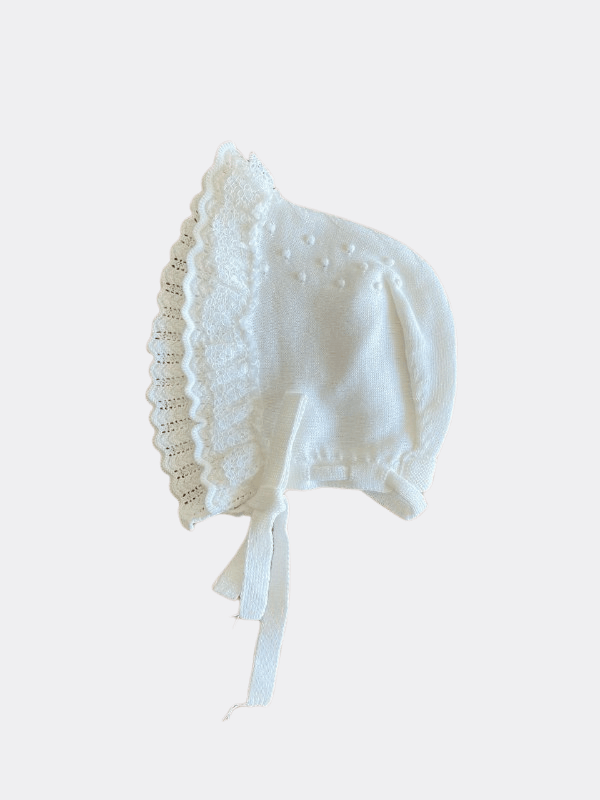 White Organic Cotton Hat For Baby Girl - La Farandole Paris
