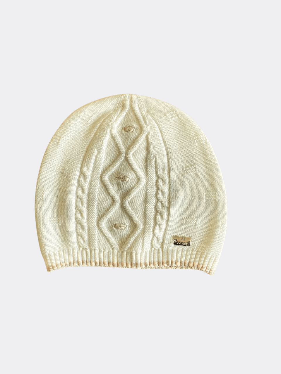 White Organic Cotton Hat With Beige Points - La Farandole Paris