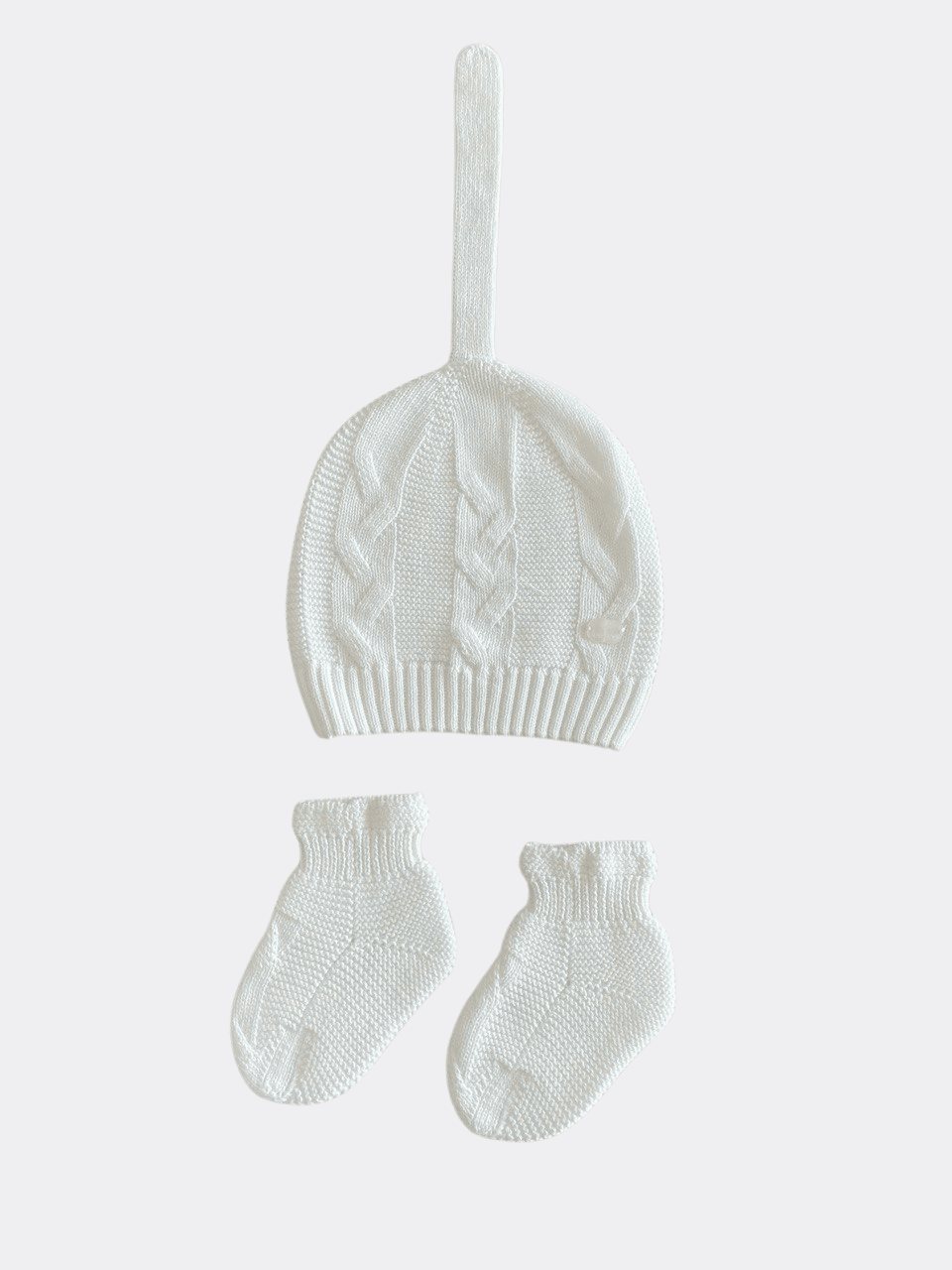 White Organic Cotton Hat And Socks - La Farandole Paris