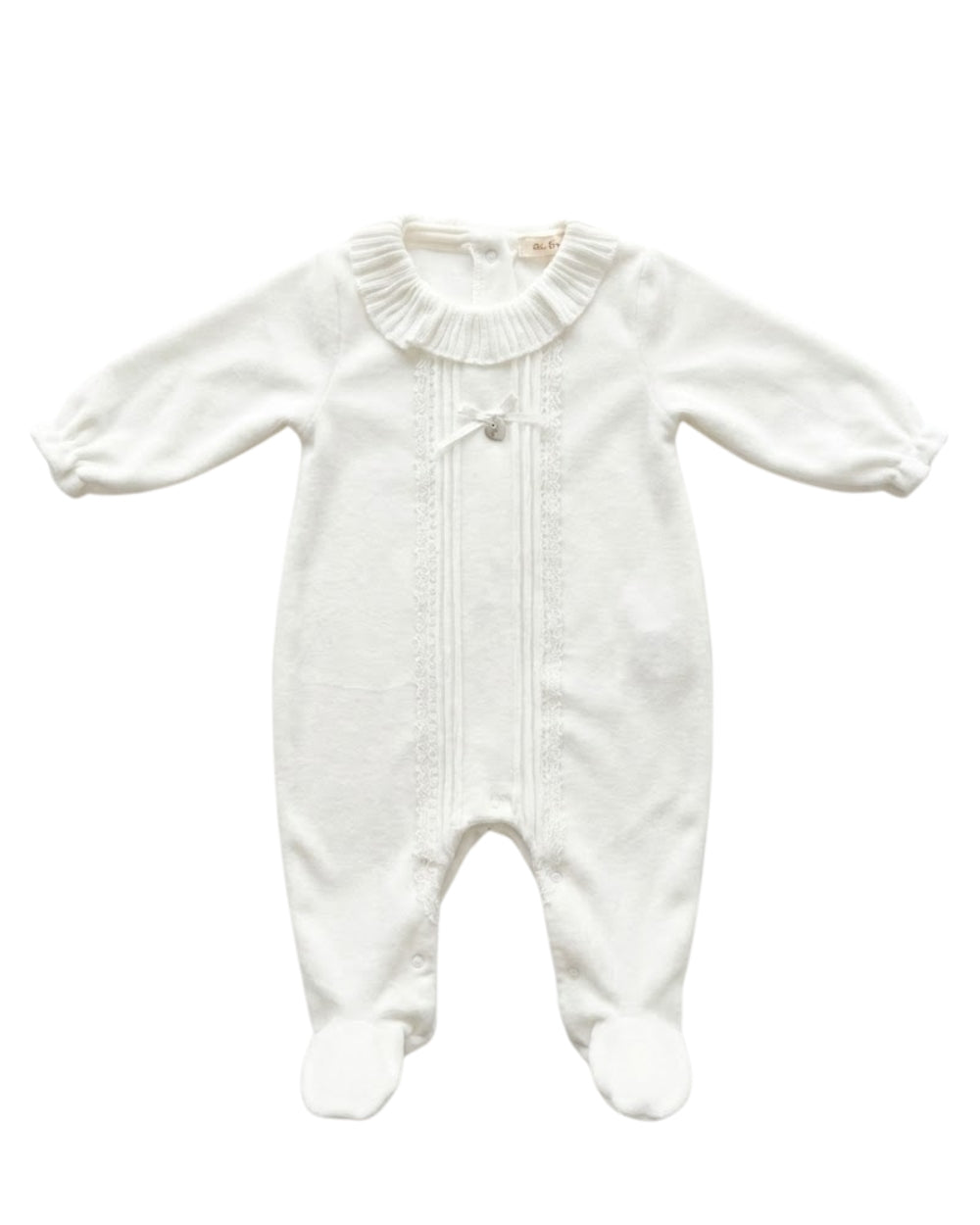 White Heart Velvet Footed Overall With Hat