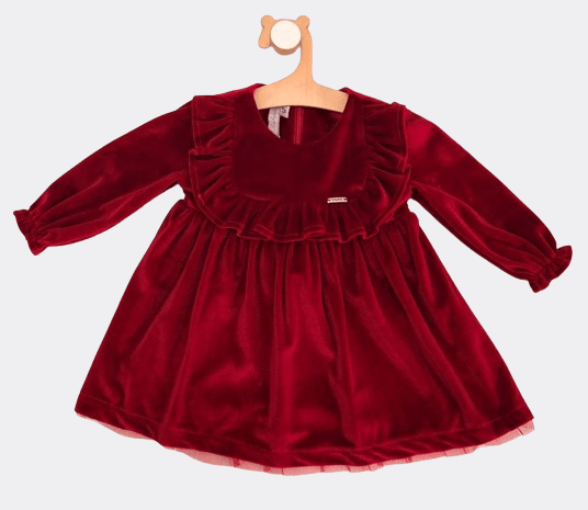 Red Velvet Dress - La Farandole Paris