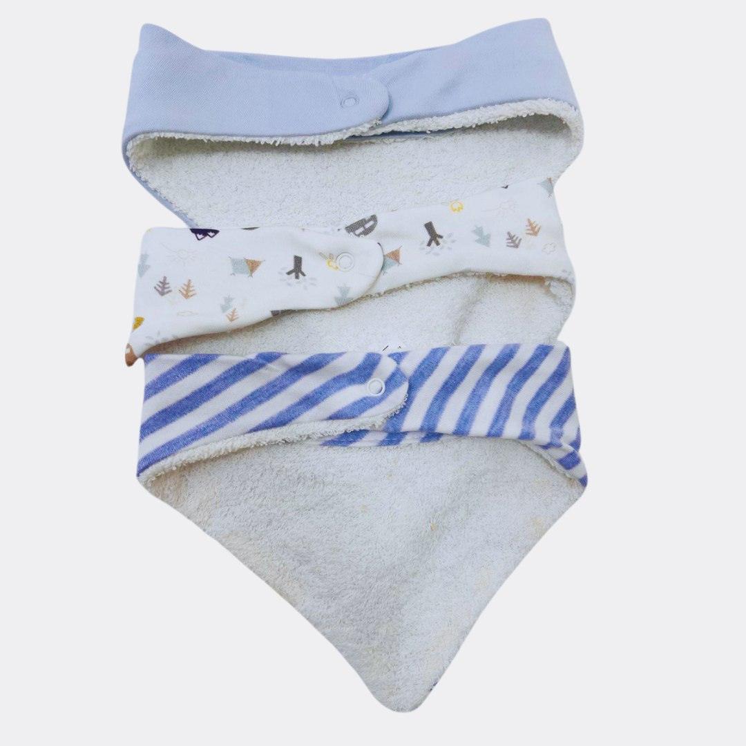 Blue And White Set Of 3 Pieces Cotton Bib - La Farandole Paris