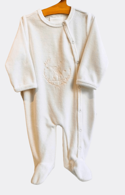 Simple White Velvet Overall Unisex - La Farandole Paris