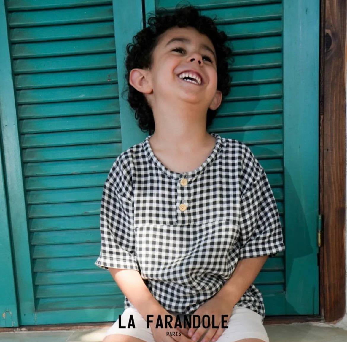 White/black/beige Set 2p T Shirt/short - La Farandole Paris