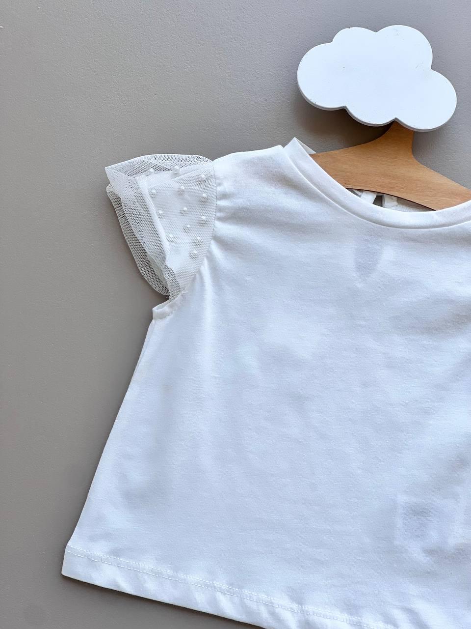 White Pearl Sleeveless T-Shirt - La Farandole Paris