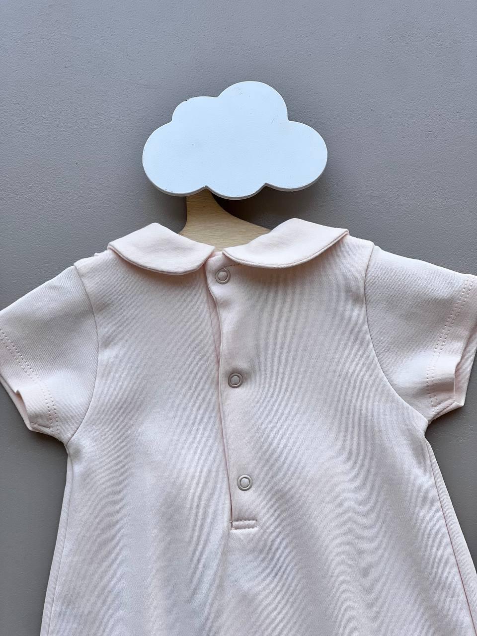 Light Salmon Organic Cotton Summer Romper - La Farandole Paris
