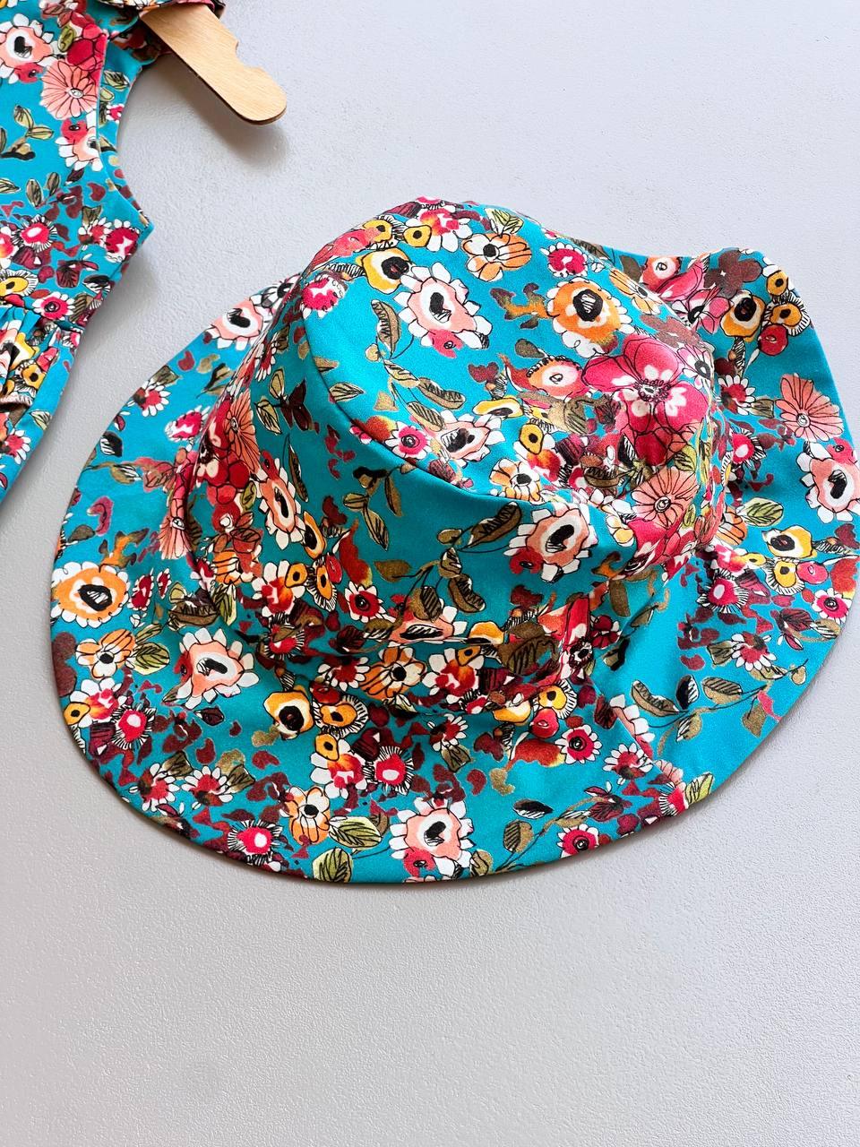 Turquoise Summer Flowers GOTS™ Certified Organic Cotton 2 Pcs Set - La Farandole Paris