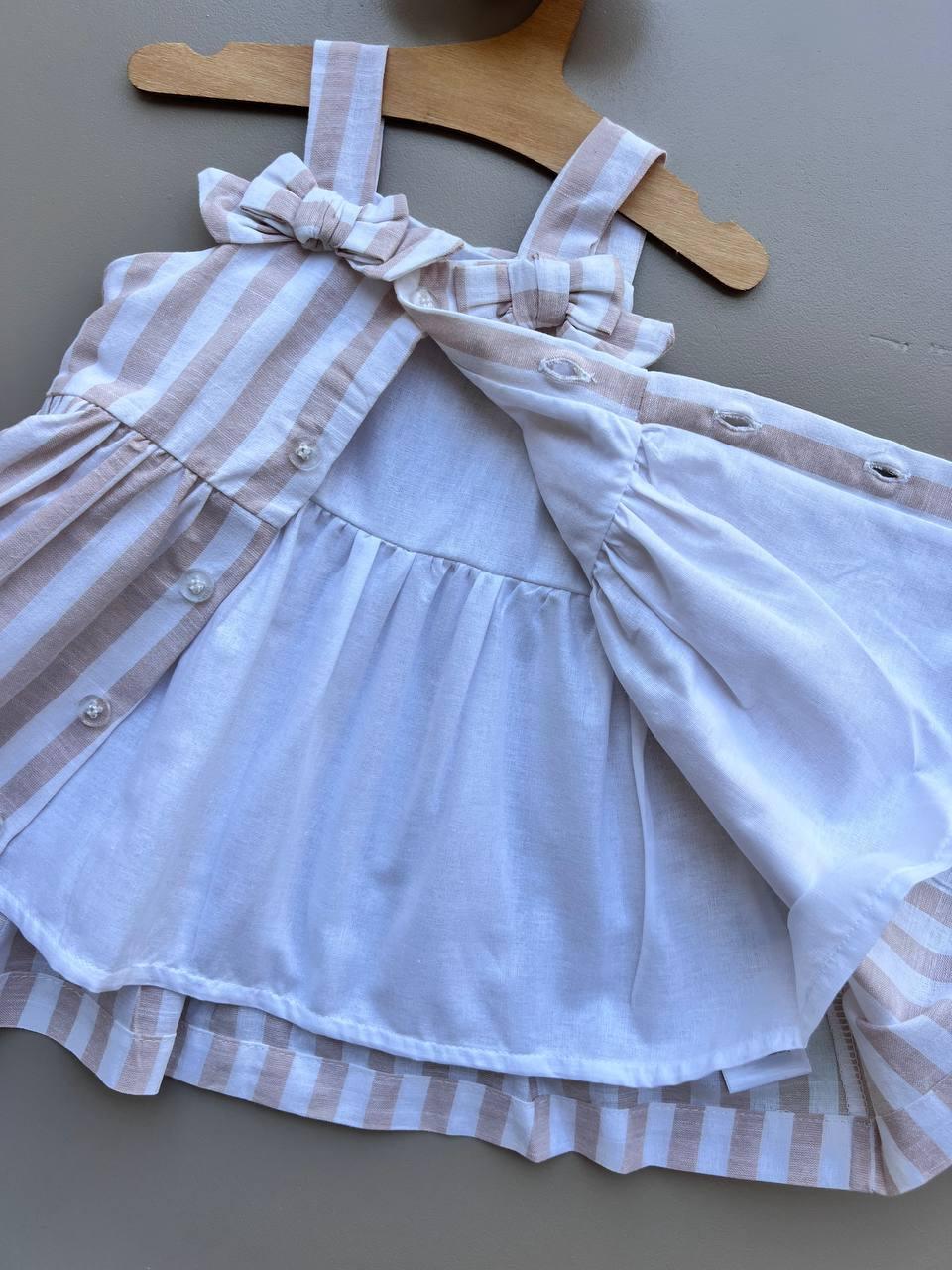 Noami Powder Pink & Off-White Dress - La Farandole Paris
