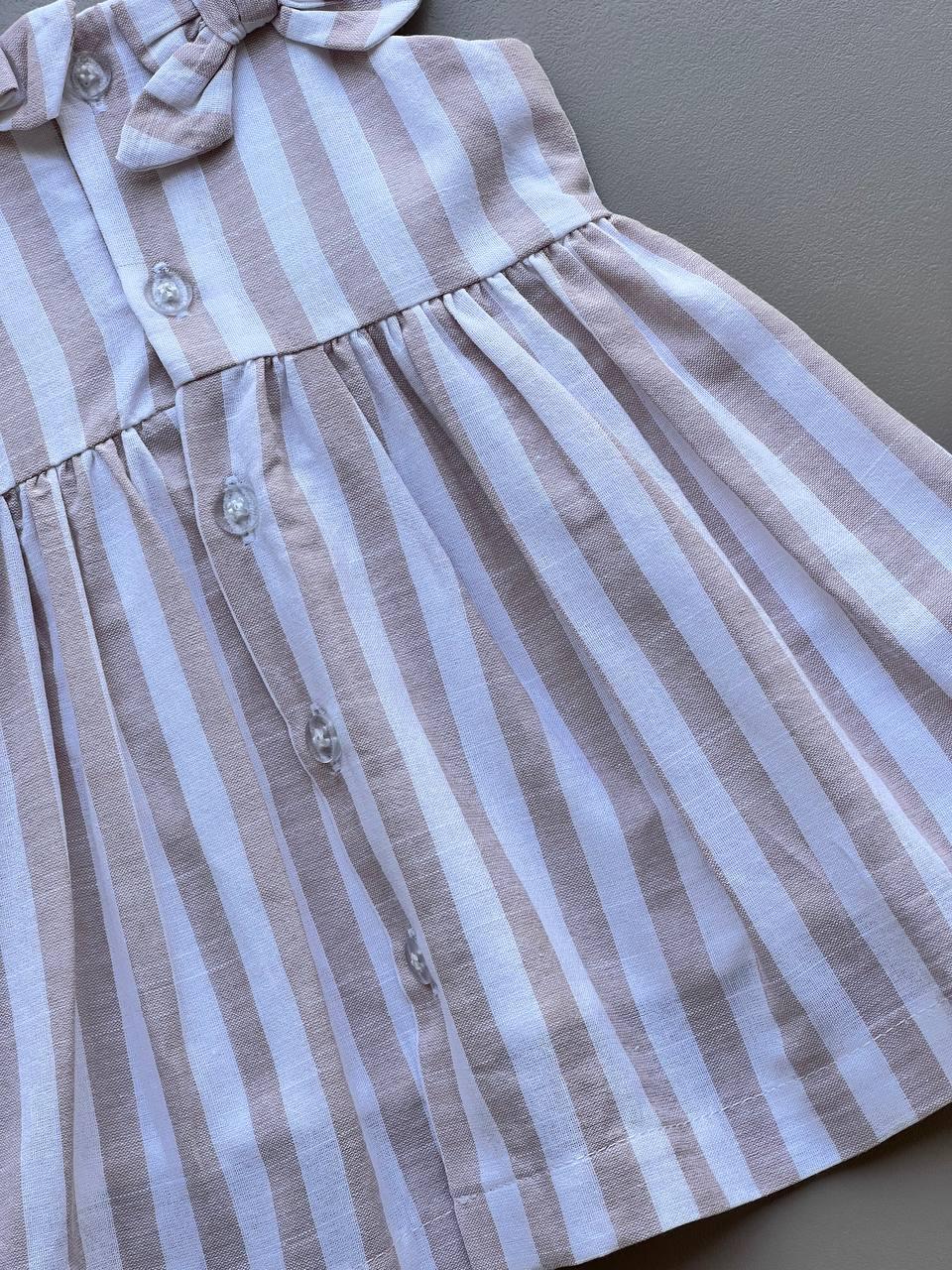 Noami Powder Pink & Off-White Dress - La Farandole Paris