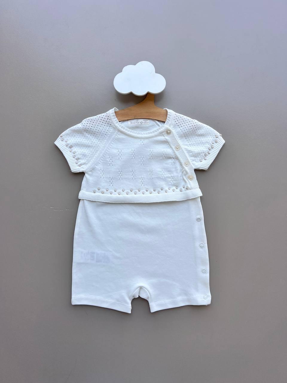 Blue Organic Cotton Summer Romper - La Farandole Paris
